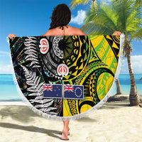 New Zealand and Cook Islands Together Beach Blanket Tatau Art Tribal Pattern-Maori Tattoo with Fern and Paua Shell LT03 - Polynesian Pride