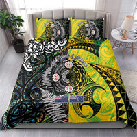 New Zealand and Cook Islands Together Bedding Set Tatau Art Tribal Pattern-Maori Tattoo with Fern and Paua Shell LT03 - Polynesian Pride