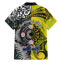 New Zealand and Cook Islands Together Family Matching Summer Maxi Dress and Hawaiian Shirt Tatau Art Tribal Pattern-Maori Tattoo with Fern and Paua Shell LT03 - Polynesian Pride
