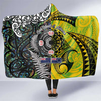 New Zealand and Cook Islands Together Hooded Blanket Tatau Art Tribal Pattern-Maori Tattoo with Fern and Paua Shell LT03 One Size Art - Polynesian Pride