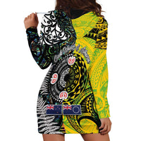 New Zealand and Cook Islands Together Hoodie Dress Tatau Art Tribal Pattern-Maori Tattoo with Fern and Paua Shell LT03 - Polynesian Pride