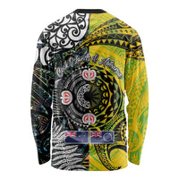 New Zealand and Cook Islands Together Long Sleeve Shirt Tatau Art Tribal Pattern-Maori Tattoo with Fern and Paua Shell LT03 - Polynesian Pride
