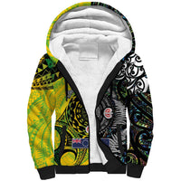 New Zealand and Cook Islands Together Sherpa Hoodie Tatau Art Tribal Pattern-Maori Tattoo with Fern and Paua Shell LT03 Unisex Art - Polynesian Pride