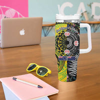 New Zealand and Cook Islands Together Tumbler With Handle Tatau Art Tribal Pattern-Maori Tattoo with Fern and Paua Shell LT03 - Polynesian Pride