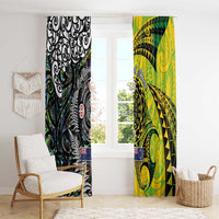 New Zealand and Cook Islands Together Window Curtain Tatau Art Tribal Pattern-Maori Tattoo with Fern and Paua Shell LT03 - Polynesian Pride