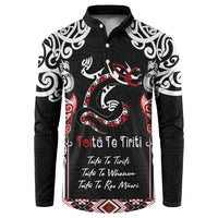 Aotearoa Toitu Te Tiriti-Maori Taniwha Button Sweatshirt Toitu Te Whenua Toitu Te Reo Maori LT03 Black - Polynesian Pride