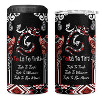 Aotearoa Toitu Te Tiriti-Maori Taniwha 4 in 1 Can Cooler Tumbler Toitu Te Whenua Toitu Te Reo Maori LT03 One Size: 16 oz Black - Polynesian Pride