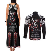 Aotearoa Toitu Te Tiriti-Maori Taniwha Couples Matching Tank Maxi Dress and Long Sleeve Button Shirt Toitu Te Whenua Toitu Te Reo Maori LT03 - Polynesian Pride