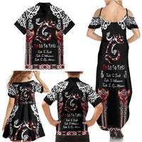 Aotearoa Toitu Te Tiriti-Maori Taniwha Family Matching Summer Maxi Dress and Hawaiian Shirt Toitu Te Whenua Toitu Te Reo Maori LT03 - Polynesian Pride