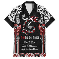 Aotearoa Toitu Te Tiriti-Maori Taniwha Hawaiian Shirt Toitu Te Whenua Toitu Te Reo Maori LT03 Black - Polynesian Pride