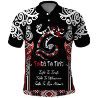 Aotearoa Toitu Te Tiriti-Maori Taniwha Polo Shirt Toitu Te Whenua Toitu Te Reo Maori LT03 Black - Polynesian Pride