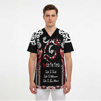 Aotearoa Toitu Te Tiriti-Maori Taniwha Scrub Top Toitu Te Whenua Toitu Te Reo Maori LT03 - Polynesian Pride