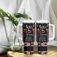 Aotearoa Toitu Te Tiriti-Maori Taniwha Tumbler With Handle Toitu Te Whenua Toitu Te Reo Maori LT03 - Polynesian Pride