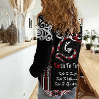 Aotearoa Toitu Te Tiriti-Maori Taniwha Women Casual Shirt Toitu Te Whenua Toitu Te Reo Maori LT03 - Polynesian Pride