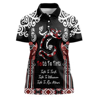 Aotearoa Toitu Te Tiriti-Maori Taniwha Women Polo Shirt Toitu Te Whenua Toitu Te Reo Maori LT03 Female Black - Polynesian Pride