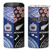Personalised Aotearoa and Samoa Together 4 in 1 Can Cooler Tumbler Tatau Art Tattoos-Taniko and Tukutuku with Maori Pattern LT03 One Size: 16 oz Black - Polynesian Pride