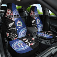 Personalised Aotearoa and Samoa Together Car Seat Cover Tatau Art Tattoos-Taniko and Tukutuku with Maori Pattern LT03 One Size Black - Polynesian Pride