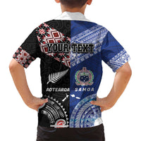 Personalised Aotearoa and Samoa Together Family Matching Short Sleeve Bodycon Dress and Hawaiian Shirt Tatau Art Tattoos-Taniko and Tukutuku with Maori Pattern LT03 - Polynesian Pride