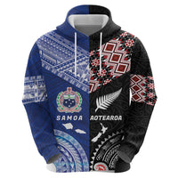 Personalised Aotearoa and Samoa Together Hoodie Tatau Art Tattoos-Taniko and Tukutuku with Maori Pattern LT03 - Polynesian Pride
