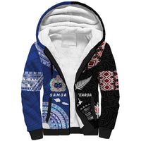 Personalised Aotearoa and Samoa Together Sherpa Hoodie Tatau Art Tattoos-Taniko and Tukutuku with Maori Pattern LT03 Unisex Black - Polynesian Pride