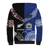 Personalised Aotearoa and Samoa Together Sherpa Hoodie Tatau Art Tattoos-Taniko and Tukutuku with Maori Pattern LT03 - Polynesian Pride