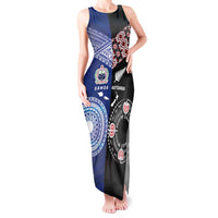 Personalised Aotearoa and Samoa Together Tank Maxi Dress Tatau Art Tattoos-Taniko and Tukutuku with Maori Pattern LT03 Women Black - Polynesian Pride
