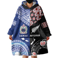 Personalised Aotearoa and Samoa Together Wearable Blanket Hoodie Tatau Art Tattoos-Taniko and Tukutuku with Maori Pattern LT03 - Polynesian Pride