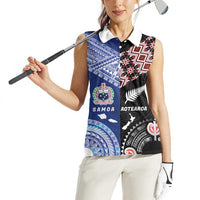 Personalised Aotearoa and Samoa Together Women Sleeveless Polo Shirt Tatau Art Tattoos-Taniko and Tukutuku with Maori Pattern LT03 - Polynesian Pride
