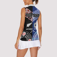 Personalised Aotearoa and Samoa Together Women Sleeveless Polo Shirt Tatau Art Tattoos-Taniko and Tukutuku with Maori Pattern LT03 - Polynesian Pride