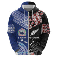 Personalised Aotearoa and Samoa Together Zip Hoodie Tatau Art Tattoos-Taniko and Tukutuku with Maori Pattern LT03 - Polynesian Pride