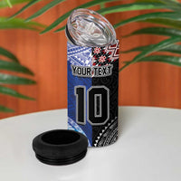 Custom Aotearoa and Samoa Rugby 4 in 1 Can Cooler Tumbler Maori Warrior and Teuila Emblem-Tatau with Taniko Art LT03 - Polynesian Pride