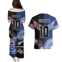 Custom Aotearoa and Samoa Rugby Couples Matching Puletasi and Hawaiian Shirt Maori Warrior and Teuila Emblem-Tatau with Taniko Art LT03 - Polynesian Pride