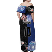 Custom Aotearoa and Samoa Rugby Family Matching Off Shoulder Maxi Dress and Hawaiian Shirt Maori Warrior and Teuila Emblem-Tatau with Taniko Art LT03 - Polynesian Pride