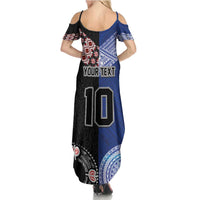 Custom Aotearoa and Samoa Rugby Family Matching Summer Maxi Dress and Hawaiian Shirt Maori Warrior and Teuila Emblem-Tatau with Taniko Art LT03 - Polynesian Pride