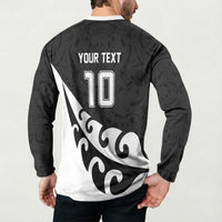 Custom NZ Rugby Button Sweatshirt Koru and Silver Fern Sporty Style LT03 - Polynesian Pride