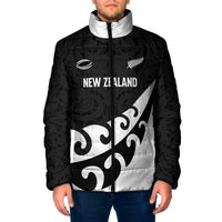 Custom NZ Rugby Padded Jacket Koru and Silver Fern Sporty Style