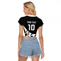 Custom NZ Rugby Raglan Cropped T Shirt Koru and Silver Fern Sporty Style