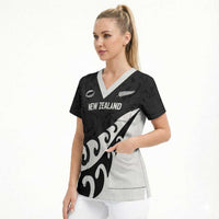 Custom NZ Rugby Scrub Top Koru and Silver Fern Sporty Style