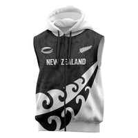 Custom NZ Rugby Sleeveless Zip Hoodie Koru and Silver Fern Sporty Style