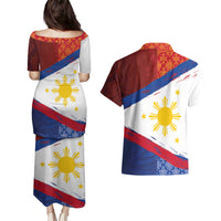 Philippines National Flag Day Couples Matching Puletasi and Hawaiian Shirt Polynesian and Yakan Tattoo Brush Style LT03 - Polynesian Pride