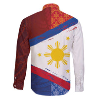Philippines National Flag Day Family Matching Off The Shoulder Long Sleeve Dress and Hawaiian Shirt Polynesian and Yakan Tattoo Brush Style LT03 - Polynesian Pride