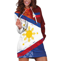 Philippines National Flag Day Hoodie Dress Polynesian and Yakan Tattoo Brush Style LT03 Red - Polynesian Pride