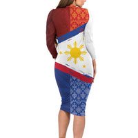 Philippines National Flag Day Long Sleeve Bodycon Dress Polynesian and Yakan Tattoo Brush Style LT03 - Polynesian Pride