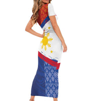 Philippines National Flag Day Short Sleeve Bodycon Dress Polynesian and Yakan Tattoo Brush Style LT03 - Polynesian Pride
