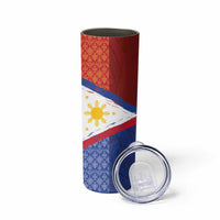 Philippines National Flag Day Skinny Tumbler Polynesian and Yakan Tattoo Brush Style LT03 - Polynesian Pride