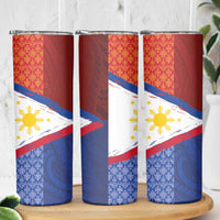 Philippines National Flag Day Skinny Tumbler Polynesian and Yakan Tattoo Brush Style LT03 - Polynesian Pride