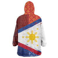 Philippines National Flag Day Wearable Blanket Hoodie Polynesian and Yakan Tattoo Brush Style LT03 - Polynesian Pride