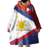 Philippines National Flag Day Wearable Blanket Hoodie Polynesian and Yakan Tattoo Brush Style LT03 - Polynesian Pride