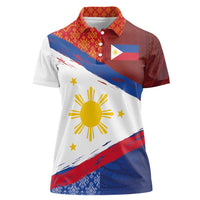 Philippines National Flag Day Women Polo Shirt Polynesian and Yakan Tattoo Brush Style LT03 Female Red - Polynesian Pride