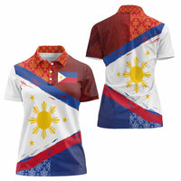 Philippines National Flag Day Women Polo Shirt Polynesian and Yakan Tattoo Brush Style LT03 - Polynesian Pride